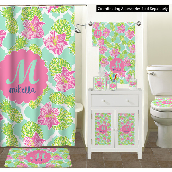 Preppy Hibiscus Bathroom Scene