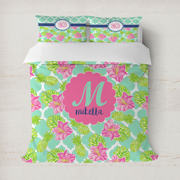 Custom Preppy Hibiscus Duvet Cover (Personalized)