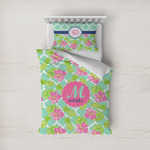 Preppy Hibiscus Duvet Cover Set - Twin (Personalized)