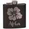 Preppy Hibiscus Black Flask - Engraved Front