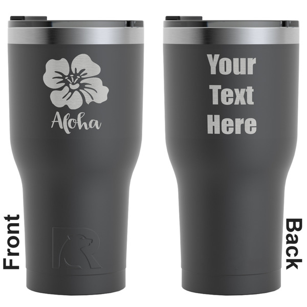 Custom Preppy Hibiscus RTIC Tumbler - Black - Engraved Front & Back (Personalized)