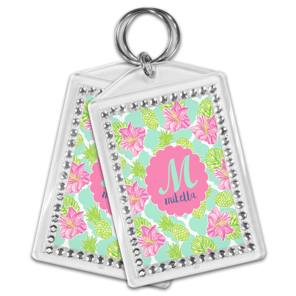 Preppy Hibiscus Bling Keychain - MAIN