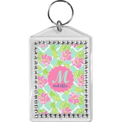 Preppy Hibiscus Bling Keychain (Personalized)
