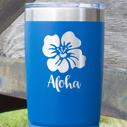 Preppy Hibiscus 20 oz Stainless Steel Tumbler - Royal Blue - Single Sided (Personalized)