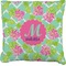 Preppy Hibiscus Faux-Linen Throw Pillow 18" (Personalized)