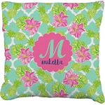 Preppy Hibiscus Faux-Linen Throw Pillow 26" (Personalized)