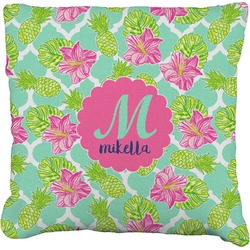 Preppy Hibiscus Faux-Linen Throw Pillow 26" (Personalized)