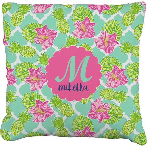 Custom Preppy Hibiscus Faux-Linen Throw Pillow 26" (Personalized)