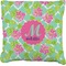 Preppy Hibiscus Faux-Linen Throw Pillow 26" (Personalized)