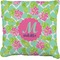 Preppy Hibiscus Faux-Linen Throw Pillow (Personalized)