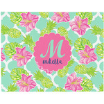 Preppy Hibiscus Woven Fabric Placemat - Twill w/ Name and Initial