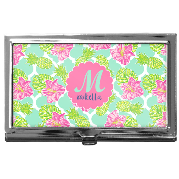 Custom Preppy Hibiscus Business Card Case