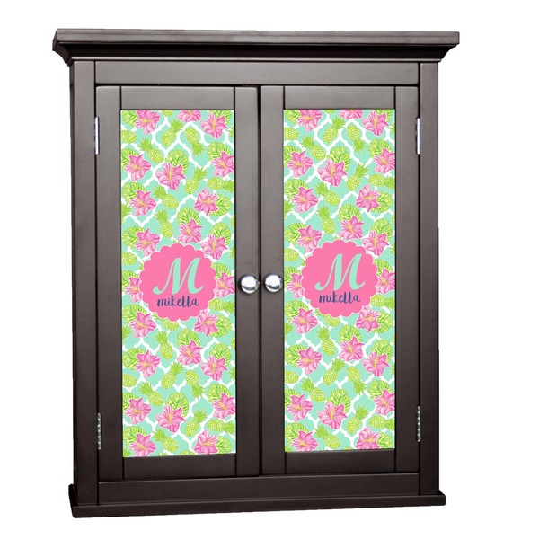 Custom Preppy Hibiscus Cabinet Decal - Large (Personalized)