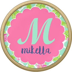 Preppy Hibiscus Cabinet Knob - Gold (Personalized)