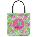 Preppy Hibiscus Canvas Tote Bag (Personalized)