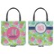 Preppy Hibiscus Canvas Tote - Front and Back