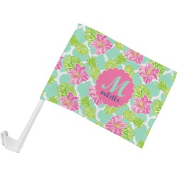 Preppy Hibiscus Car Flag - Small w/ Name and Initial
