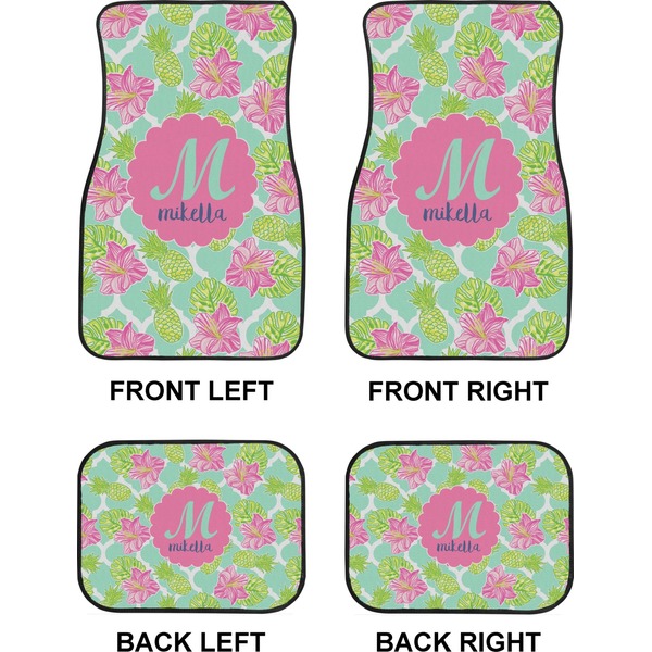 Preppy Hibiscus Car Floor Mats Set (2F + 2B)