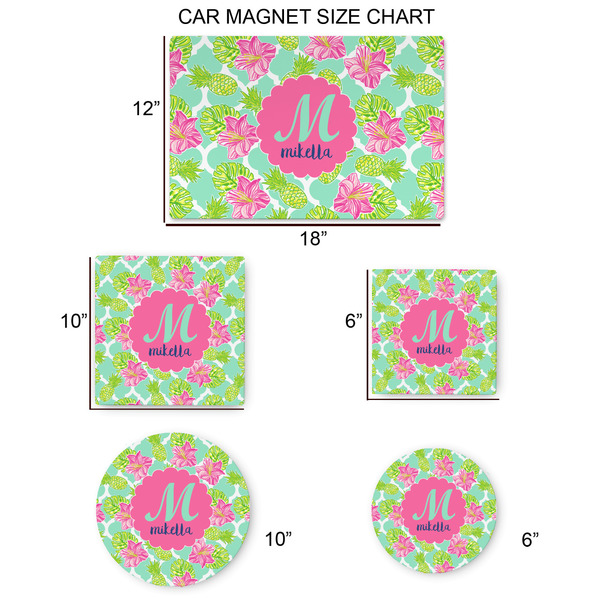 Preppy Hibiscus Car Magnets - SIZE CHART