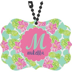 Preppy Hibiscus Rear View Mirror Decor (Personalized)