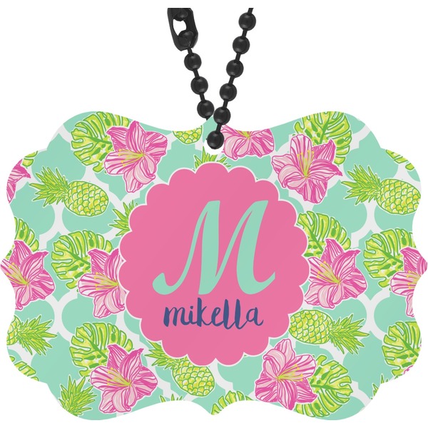 Custom Preppy Hibiscus Rear View Mirror Charm (Personalized)