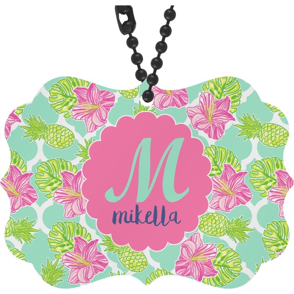 Custom Preppy Hibiscus Rear View Mirror Decor (Personalized)