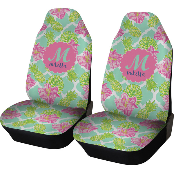 Custom Preppy Hibiscus Car Seat Covers (Set of Two) (Personalized)