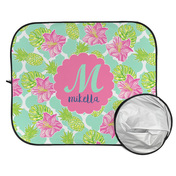 Preppy Hibiscus Car Sun Shades - FOLDED & UNFOLDED