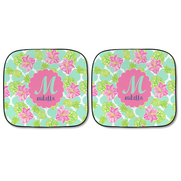 Preppy Hibiscus Car Sun Shades - FRONT