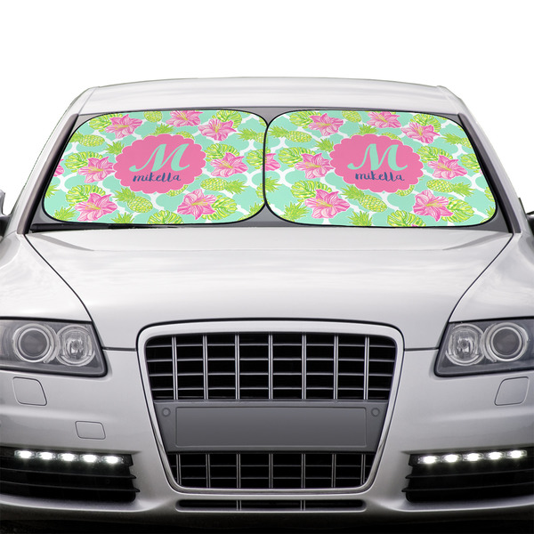 Preppy Hibiscus Car Sun Shades - IN CONTEXT