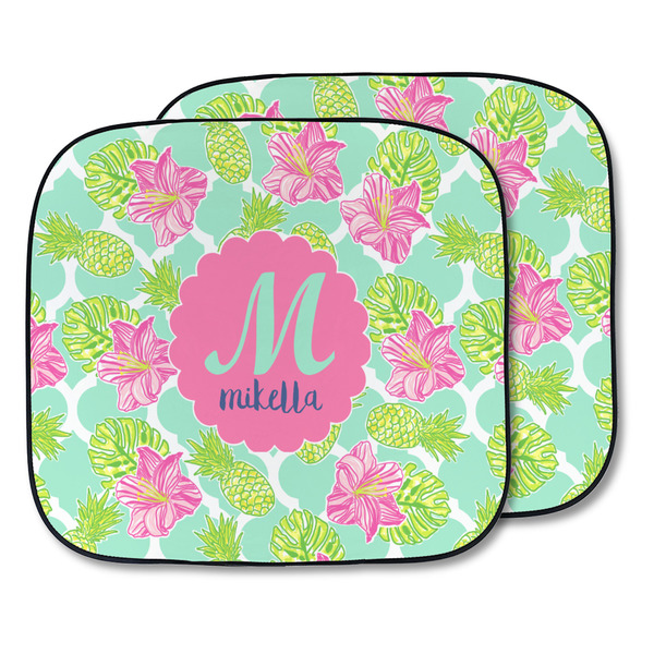 Custom Preppy Hibiscus Car Sun Shade - Two Piece (Personalized)