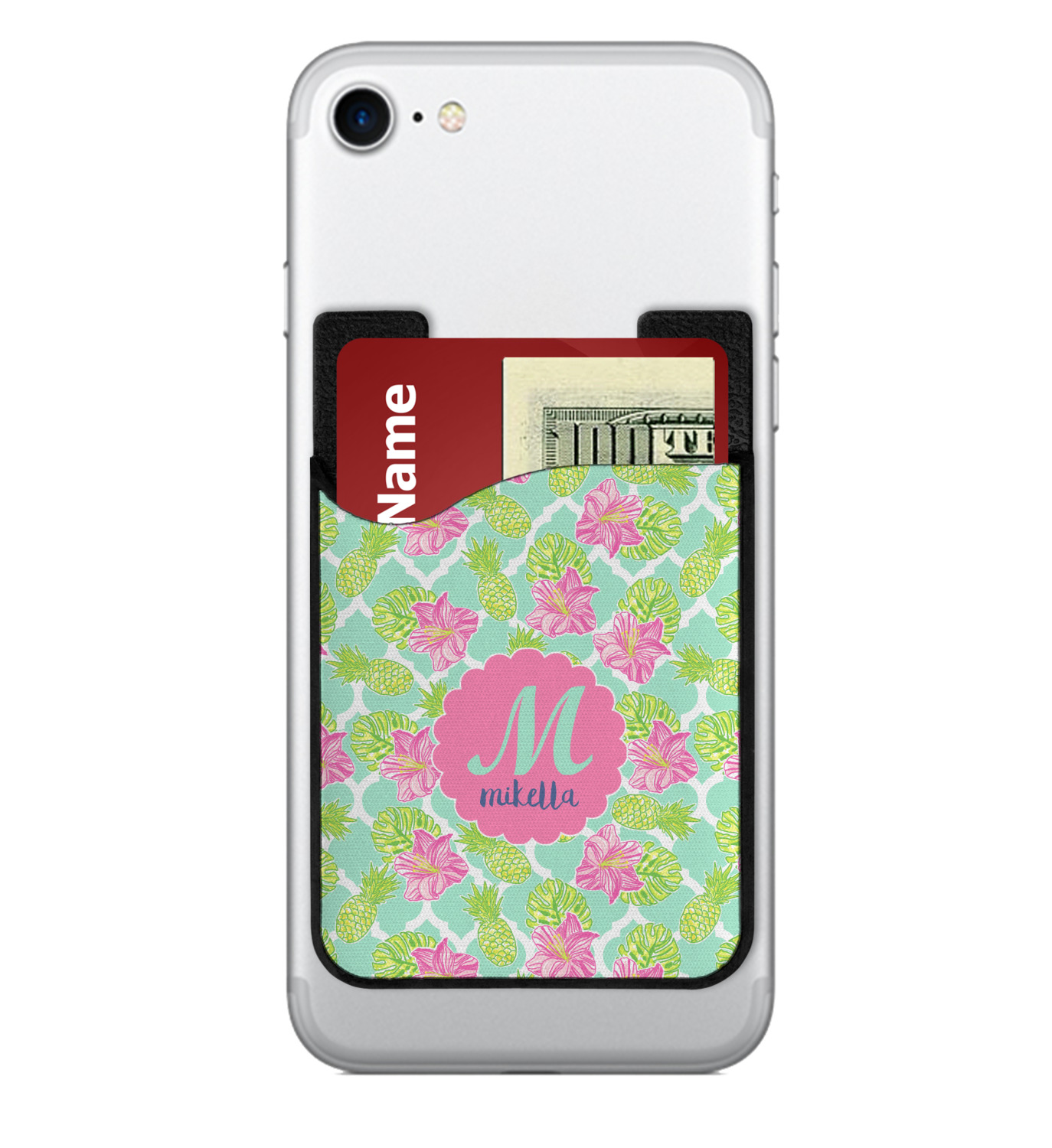Custom Preppy Hibiscus 2in1 Cell Phone Credit Card Holder & Screen