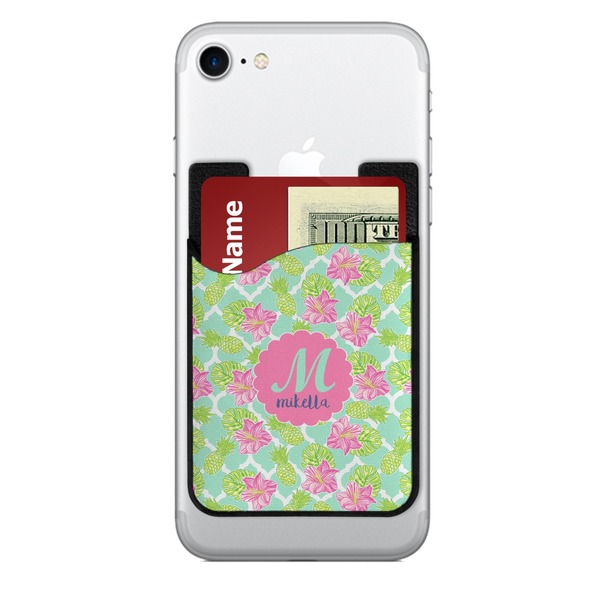 Custom Preppy Hibiscus 2-in-1 Cell Phone Credit Card Holder & Screen Cleaner (Personalized)