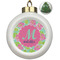 Preppy Hibiscus Ceramic Ball Ornament - Christmas Tree (Personalized)