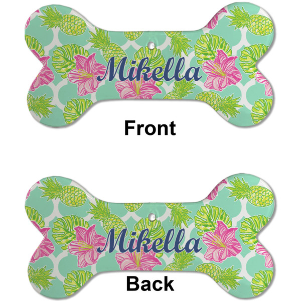 Preppy Hibiscus Ceramic Flat Ornament - Bone Front & Back (APPROVAL)