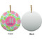 Preppy Hibiscus Ceramic Flat Ornament - Circle Front & Back (APPROVAL)