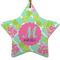 Preppy Hibiscus Ceramic Flat Ornament - Star (Front)