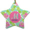 Preppy Hibiscus Star Ceramic Ornament w/ Name and Initial