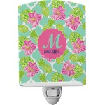 Preppy Hibiscus Ceramic Night Light (Personalized)