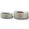 Preppy Hibiscus Ceramic Dog Bowls - Size Comparison