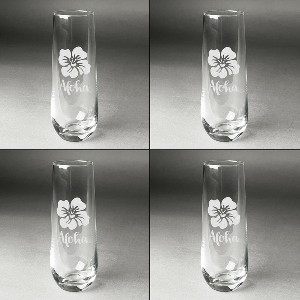 Preppy Hibiscus Champagne Flute - Set of 4 - Approval