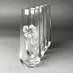Preppy Hibiscus Champagne Flute - Stemless Engraved - Set of 4 (Personalized)
