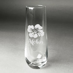 Preppy Hibiscus Champagne Flute - Stemless Engraved (Personalized)