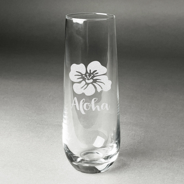 Custom Preppy Hibiscus Champagne Flute - Stemless Engraved (Personalized)