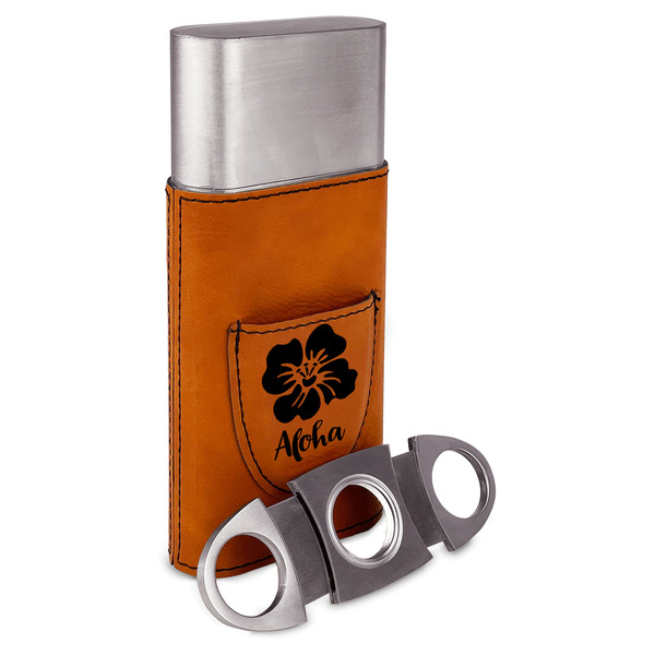 Preppy Hibiscus Cigar Case with Cutter - ALT VIEW