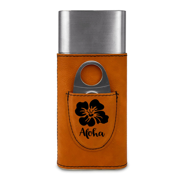 Preppy Hibiscus Cigar Case with Cutter - FRONT