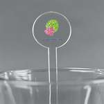 Preppy Hibiscus 5.5" Round Plastic Stir Sticks - Clear (Personalized)