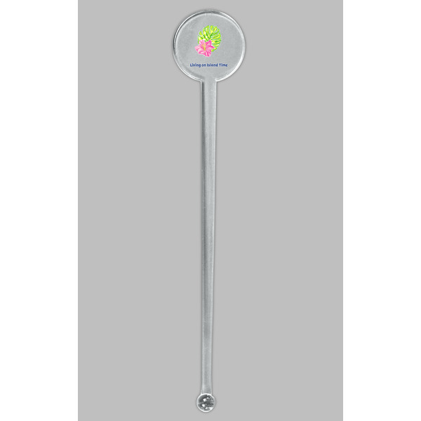 Preppy Hibiscus Clear Plastic 7" Stir Stick - Round - Single Stick