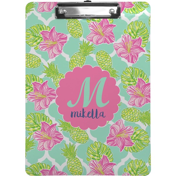 Custom Preppy Hibiscus Clipboard (Letter Size) (Personalized)