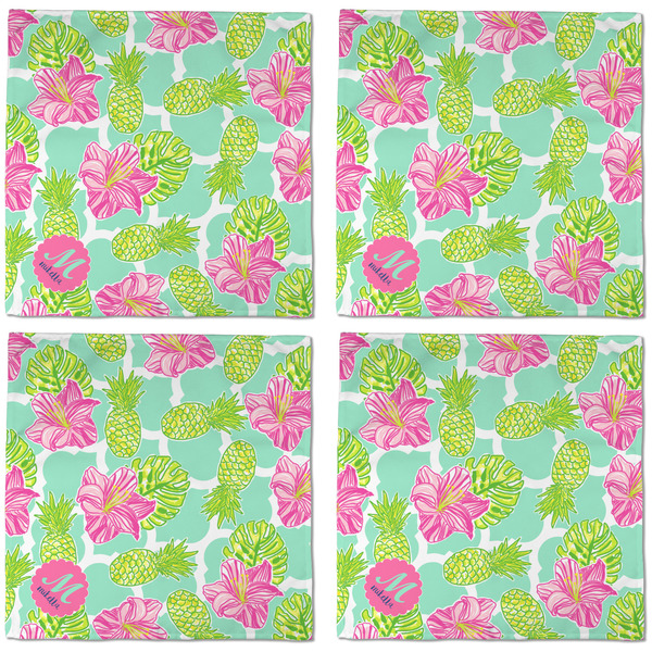Preppy Hibiscus Cloth Napkins - Personalized Dinner (APPROVAL) Set of 4